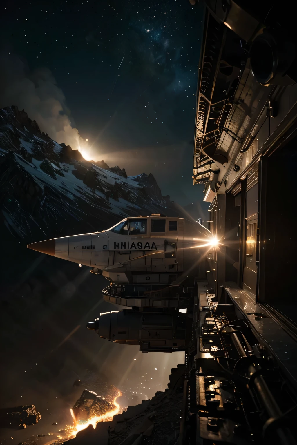 Photo of a ultra realistic NASA expedition , bright light, cinematic lighting, battered, low angle, trending on artstation, 8k ultra HD, hyper realistic, focused, extreme details, unreal engine 5, cinematic, masterpiece, art by studio ghibli, intricate artwork by john william turner