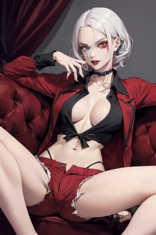 ((melhor qualidade)), ((obra de arte)), (detalhado), rosto perfeito
,(vampire:1.2),(heterochromia:1.2),(red_sclera:1.2),(hand_between_legs:1.2),(unbuttoned_shorts:1.2) sexy pelada
