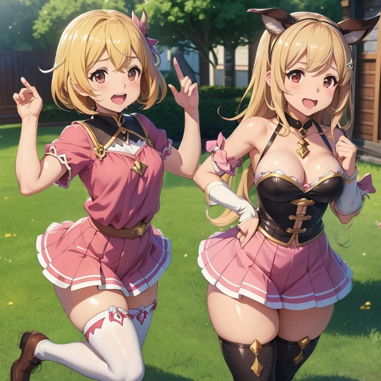 granblue fantasy,Grabble,djeeta,djeetaちゃん,mesugaki,Official Images,Official illustration,black knee high socks,pink clothes,,thighs thighs thighs,djeeta,The ,laughter,blonde,むちむちthighs thighs thighs,