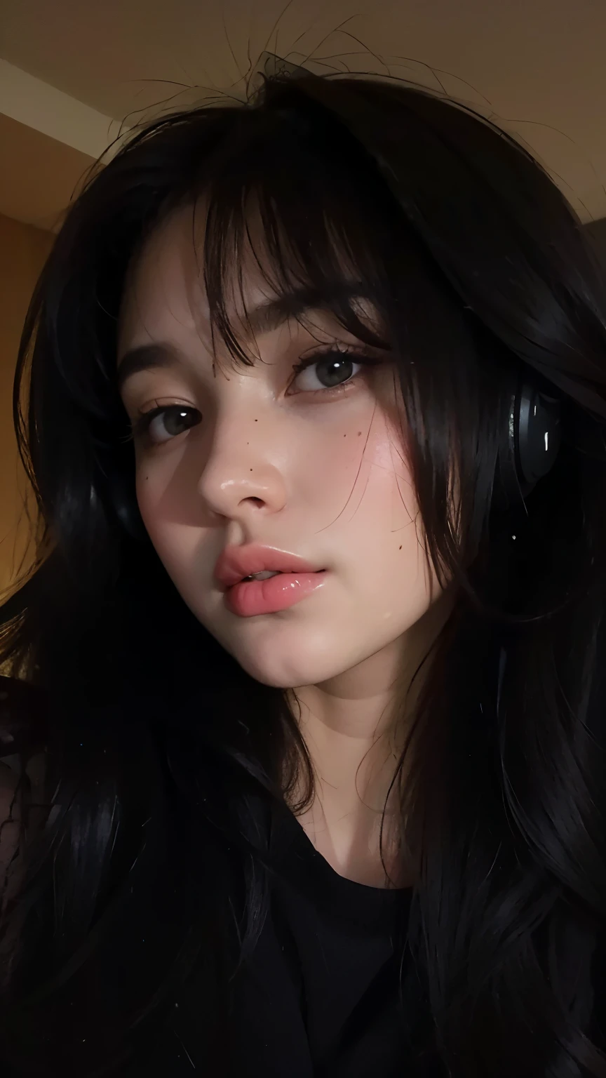 A close-up of a woman with headphones on her head, Retrato Sophie Mudd, Anna Nikolanova aka Newmilky, Pokimane, com fones de ouvido, 18 anos, Delphine bonita, Yelena Belova, Angelina Stroganova, morena com cabelos loiros tingidos, 🤤 retrato da menina, 2 Modelo feminina de 4 anos, julia gorokhova, Modelo do Instagram