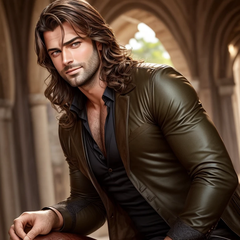 (best quality,realistic,ultra-detailed),kıvanç tatlıtuğ,(turkish actor,turkish heartthrob),(handsome,attractive,charming),hazel eyes,olive skin,brown wavy hair,stylish attire,mysterious smile,peaceful background,fashion photography,soft lighting,vibrant colors