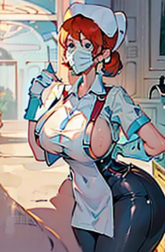 nurse uniform,hospital, latex nurse suit,nurses,busty,elbow gloves,labcoat,darkhair woman,blue eyes , gigantic boobs ,medical instruments,asian nurse,two nurses,speculum,examination room,oversize boobs, ,big ass ,strap on, lay on table ,legs spreaded,giving birth,gyno chair , dentist,Milf,blue uniform,mask