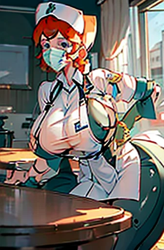 nurse uniform,hospital, latex nurse suit,nurses,busty,elbow gloves,labcoat,darkhair woman,blue eyes , gigantic boobs ,medical instruments,asian nurse,two nurses,speculum,examination room,oversize boobs, ,big ass ,strap on, lay on table ,legs spreaded,giving birth,gyno chair , dentist,Milf,green uniform,mask