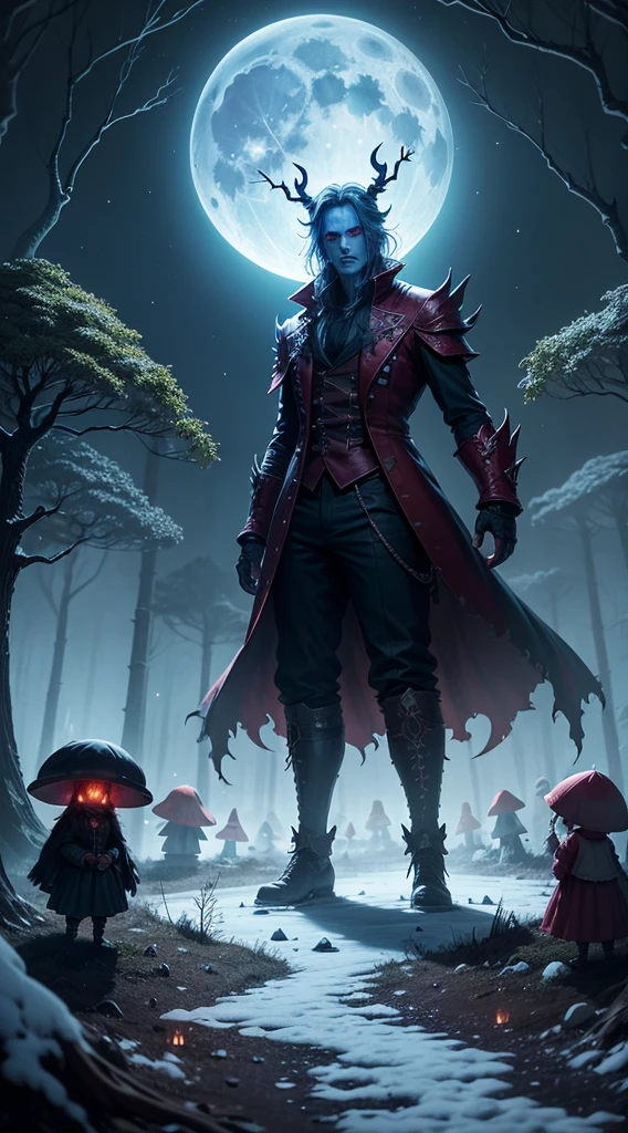 fairy wolrd, snow forest and colorfull mushroom, galaxy sky, lighting colorfull butterfly, big moon, blue river, Sakura, more followers,a supernatural horror.a creature of the night.terror incarnate.Very angry voodoo,The scary Snow Mountain Cemetery has a scary suit man with long arms and legs. Thick mist wraps the vines, There is a big red moon behind,a haunted house,strange forest,abandoned shelter,Creepy doll,Sinister shadows,Possessed by demons,Haunted dollhouse,The Cursed Mirror,Prank activity,zombies apocalipsis,Spooky cemetery,,Evil spirits,