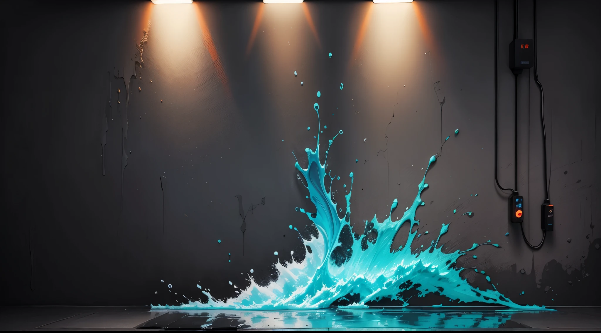 water,colorful,neon,watery,high resolution, high quality,neon colors, dark grey background, black grey grdient, wall painting art, painting