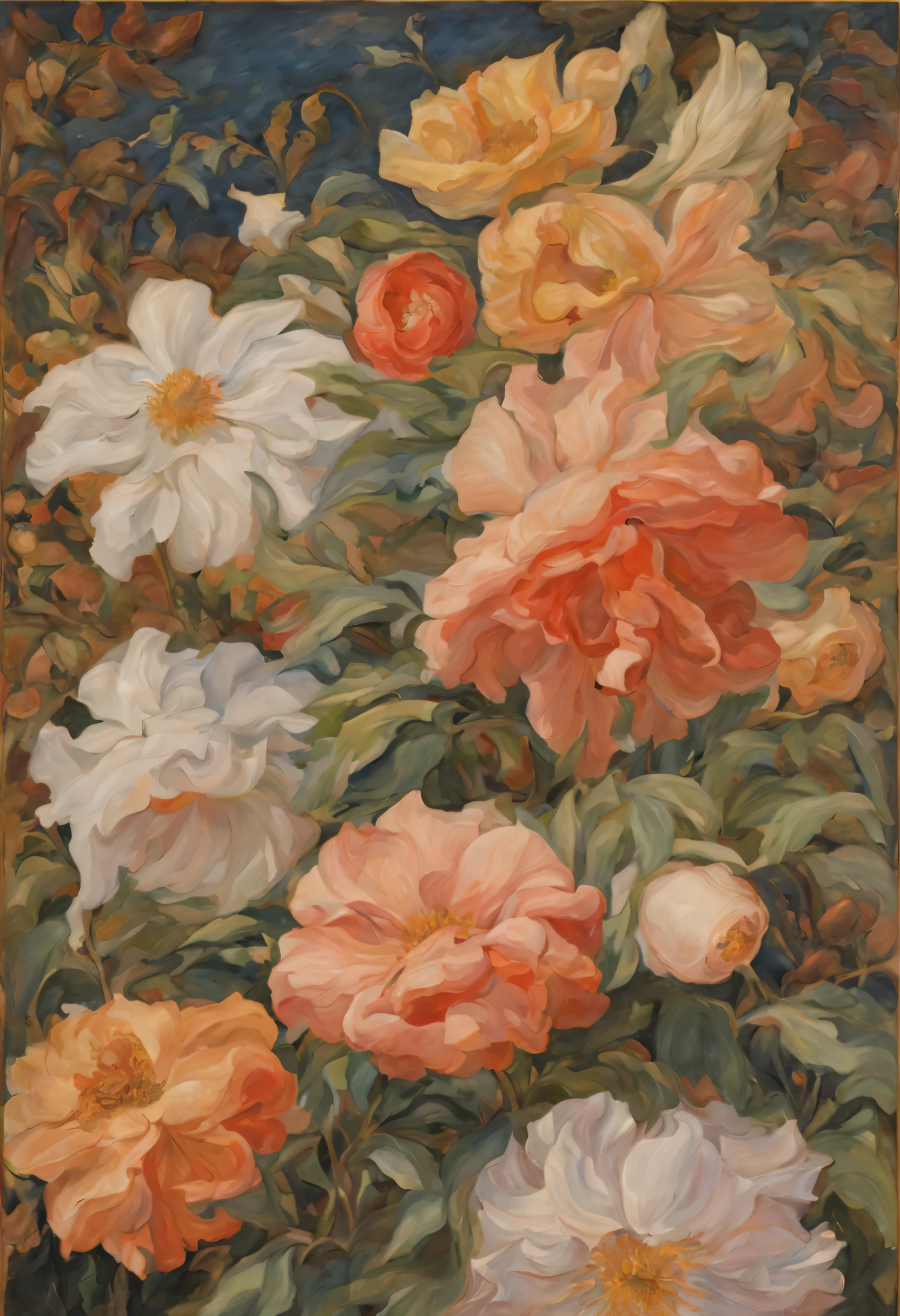 water painting of floral flowers, preraphaelite