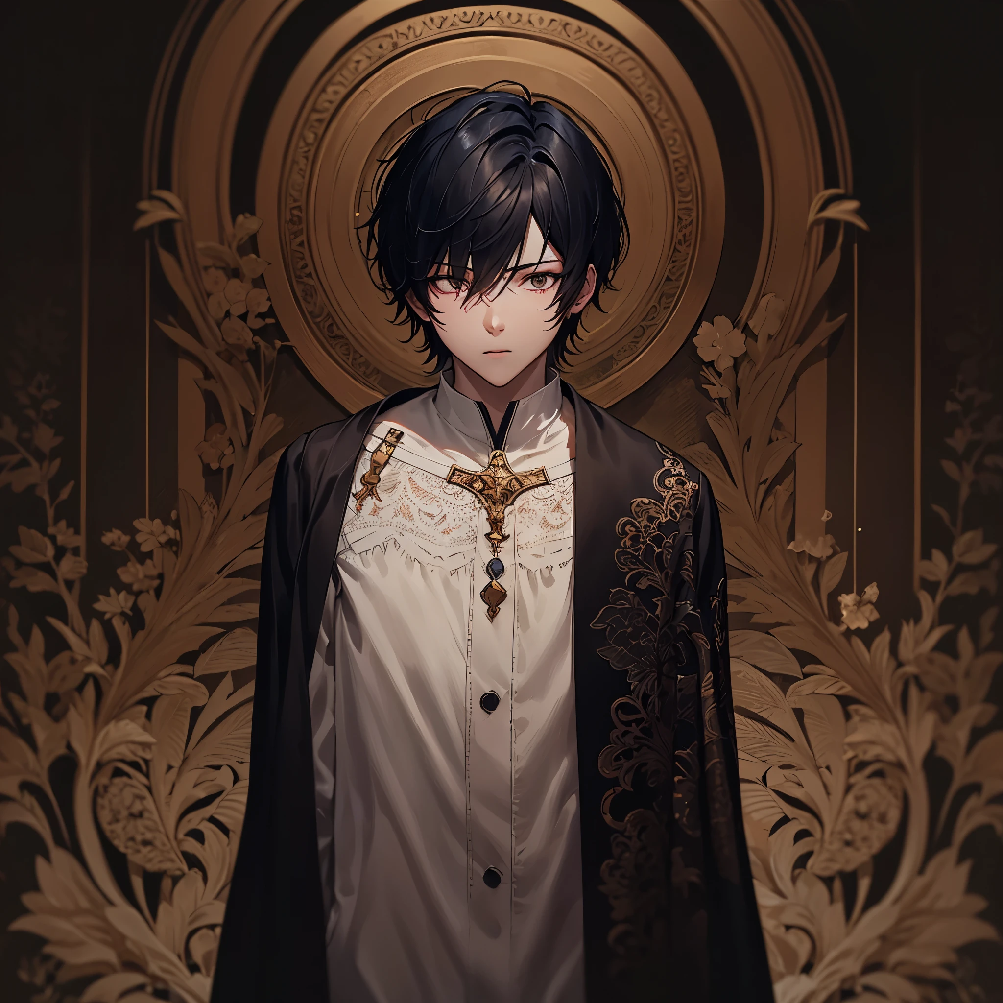 1 boy, short hair, black hair, white skin, black eyes, highres, masterpiece, best quality, ultra-detailed 8k wallpaper, extremely clear, super fine illustration, intricate details