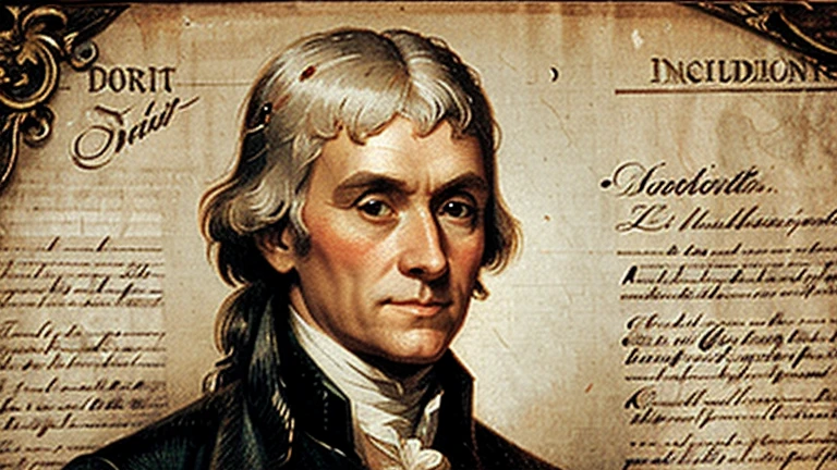 An image of Thomas Jefferson with a quill, or a close-up of the Declaration of Independence.
