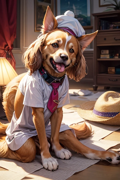 Left side low angle photography, Varied angles, dynamic photography, (((Dog breeds from around the world, Various types of Dog breeds Cute pets posing for a photo wearing cute clothes, luxurious hat, ties, bandanas, vestido, Cores fofas, cores de roupas infantis))), (((expression of much happiness, open mouth Huge tongue out))), (obra de arte) (perfect proportion)(foto realista)(melhor qualidade) (detalhado) (8k) (HDR) (papel de parede) (cinematic lighting) (sharp focus) POV do topo, (8k, melhor qualidade, obra de arte:1.02), (realista, Photo-realista:1.07), super detalhado, Luz suave, Bonitinho, children's scenario in the environment, cores fofas, detalhes fofos.