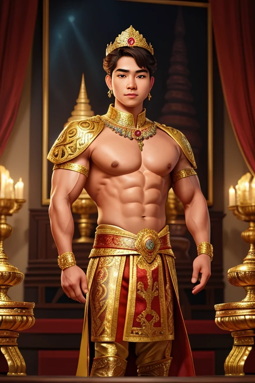 Epic CG masterpiece, super detailed, realistic, 8k, ultra HD, Emperor of the Tang Dynasty of China,author：Guopei martial arts,super Handsome, manly, 20 years old , muscular, cool tattoo, big chest abs, The greatest manhood, Straight crown, Golden robes, palace background, Tang dynasty, royal, dynamicposes, Stunning colors, 3D rendering of, surrealism, Cinematic lighting effects, Realism, 00 Renderer, Super realistic,naked body, big long detailed dick and ball, dick in correct shape, 