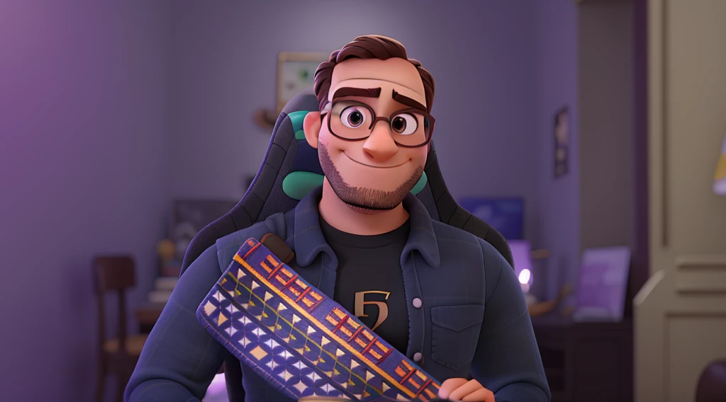 Um homem de oculos estilo disney pixar, alta qualidade, melhor qualidade