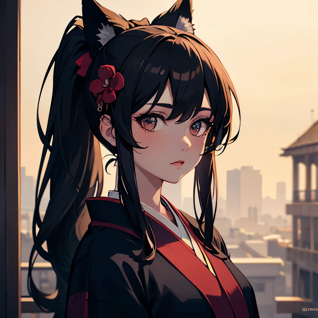 (highly detailed:1.3),
1girl, solo, looking at looking at viewer,
miofancy, hair flower, hair bow, wolf tail, high ponytail, very long hair, portrait, kimono,
Ultra-detail, (highres:1.1), best quality, (masterpiece:1.3), cinematic lighting, grim reaper style,