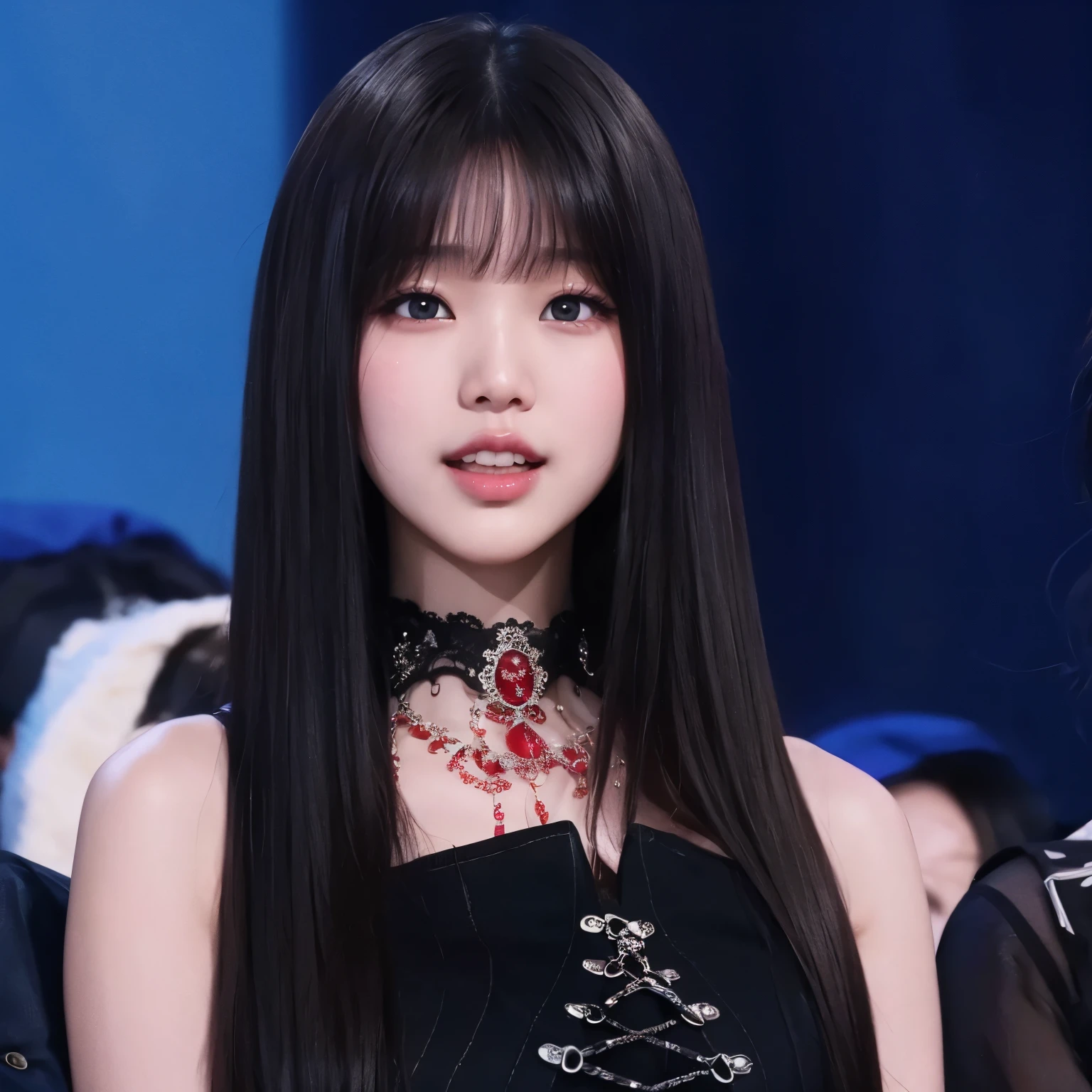 Wonyoung from IVE face, foto realista, ultra HD, 8k, big juicy lips and cute face