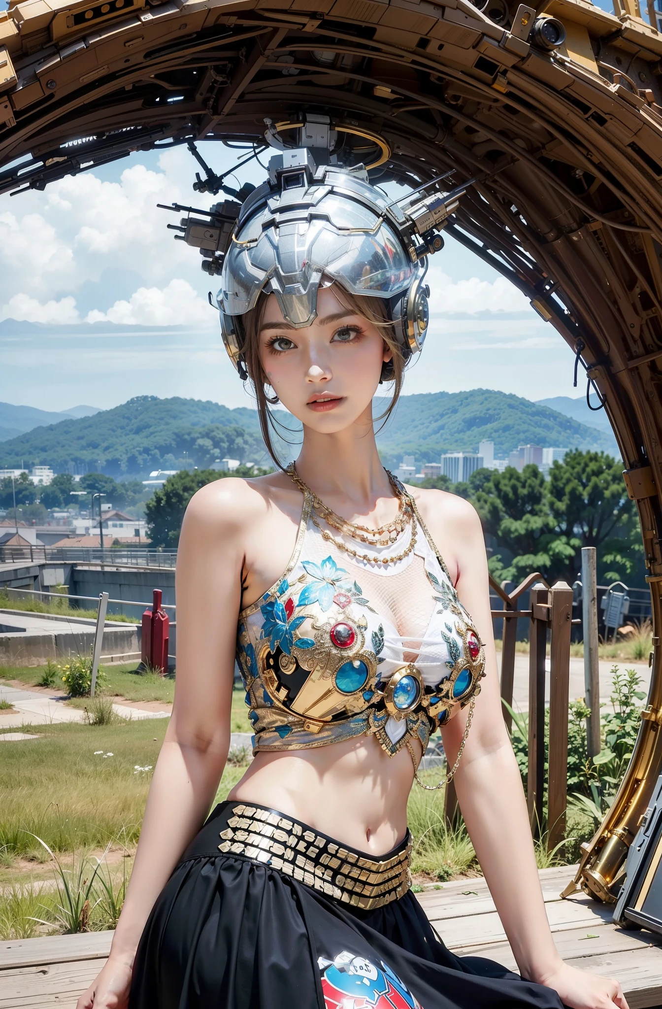 (heavy breasts)、top-quality、​masterpiece、超A high resolution、（Silver Dragon Armor）、(((Colossal tits))),dragon armor、(((large floral ornament on the head))),(((Detailed Micro Bikini))),(Wearing a beautiful crown made of jewels),(Photorealsitic:1.4)、Raw photo、女の子1人、(((Random hair))、(((Take different poses)))、glowy skin、(((White Chinese Dragon)))、Intricate and ornate hair ornaments、（Gorgeous Jewelry Necklaces）、（Mystical expression）、（Full Body Angle）、（Fight big dragons）、（Metal bikini）、((beautiful lake background)),(beautiful forest background)、Precipitous cliffs、(Castle background)、((super realistic details))、portlate、globalillumination、（sexypose）、Shadow、octan render、8K、ultrasharp、Colossal tits、Raw skin is exposed in cleavage、metals、Details of complex ornaments、Japan details、highly intricate detail、Blue eyes、radiant eyes、Facing the camera、Toostock、（Full Body Angle）、（veils）、(((Heavy Big))),((she is wearing a beautiful jeweled bangle.)),