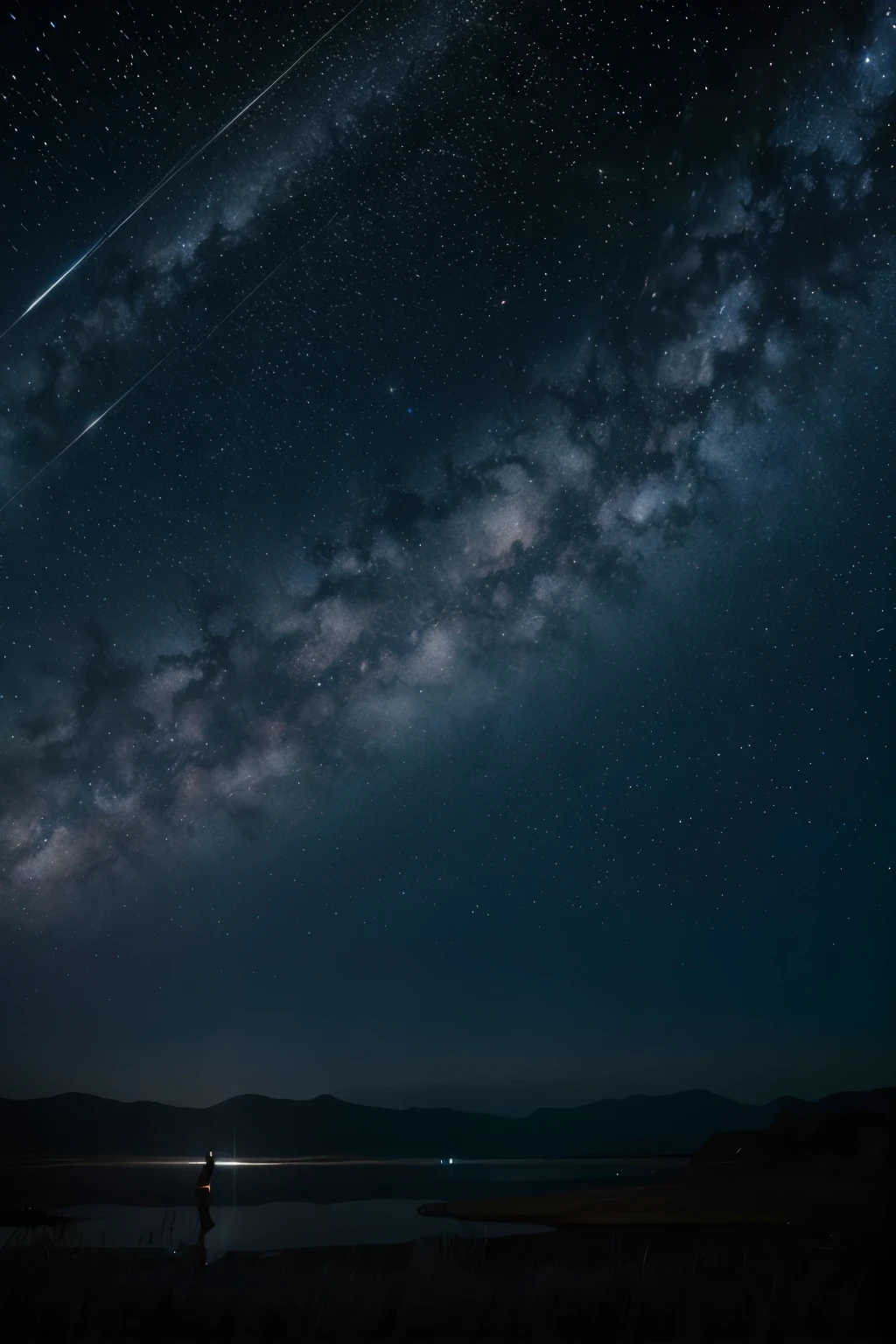 An abstract representation of Dreamtime spirits dancing across a starry night sky.