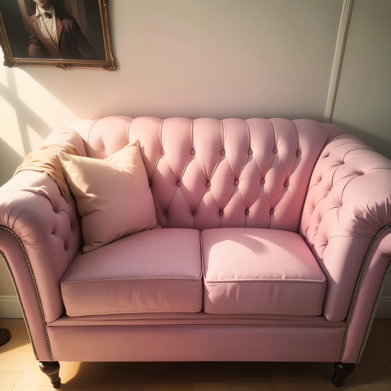 Sofá Retrô Chesterfield pink, espherize angle, only cenario, 
