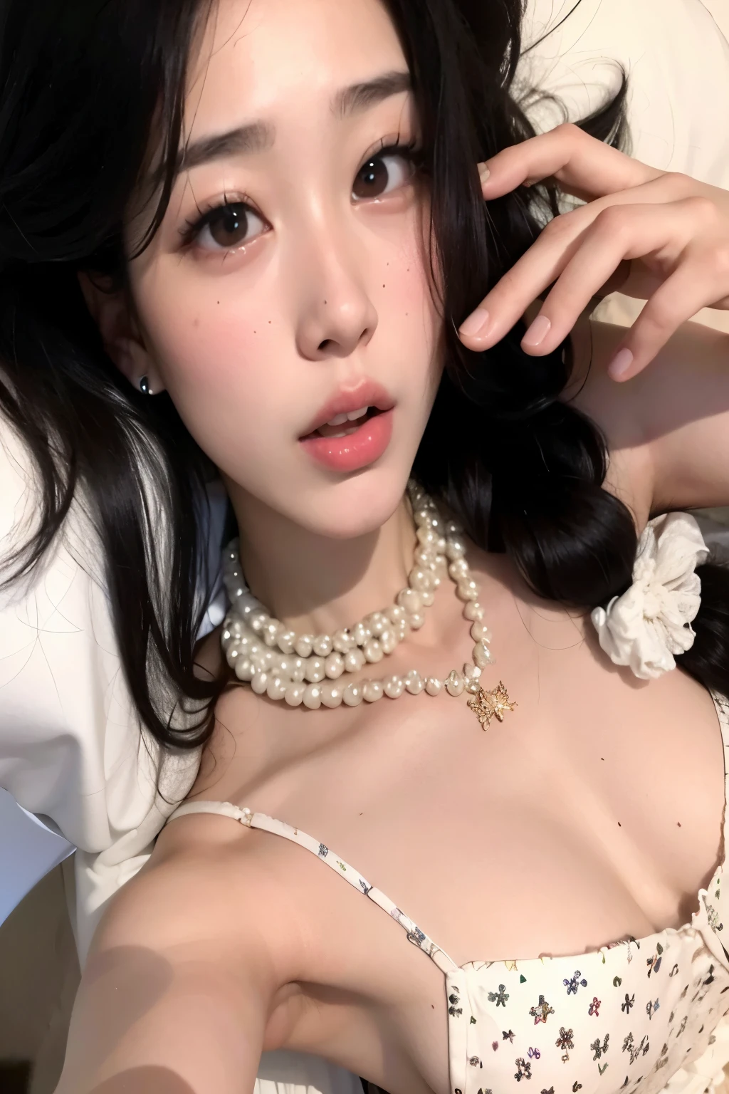 araffed asian woman with a collar de perlas and collar de perlas, gargantilla de perlas, ulzzang, collar de perlas, chica joven y linda, pale milky white porcelain skin, beautiful asian girl, maquillaje coreano popular, maquillaje popular de corea del sur, Young cute pale asian face, chica muy hermosa, hermosa chica modelo, buena chica joven, hermosa chica modelo, muchacha coreana, Perlas