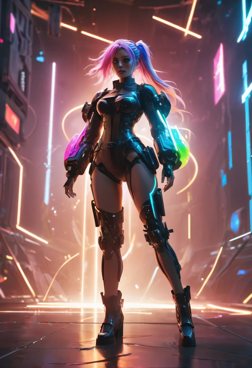 Steel factory background，Cyberpunk sexy beauty，skin，high-heels，8K Ultra