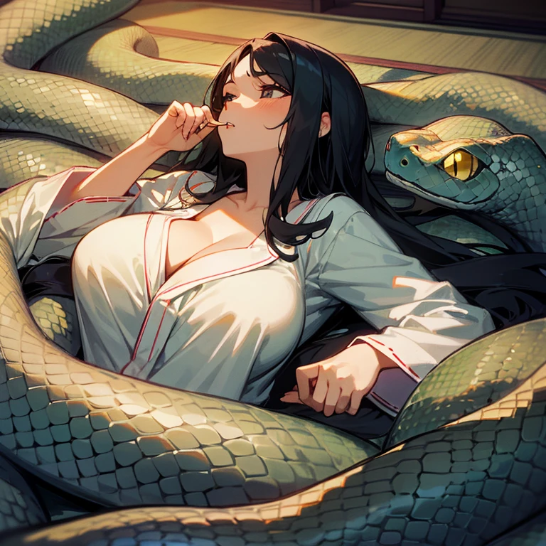 { masterpiece : best quality : detailed } { school theme } { background = classroom } { Character = Seolhyun : fit body : short bob hair :  white collar shirt : black skirt : cleavage : visible bra} { nsfw : hentai  }, masterpiece, best quality, highres, breasts out, beautiful detailed eyes, cleavage, snake, (coiled), (python), snake scales detailed, restrained, masterpiece}}}, {{highly extreme detailed}}, solo, Focus on the girl, {orgasm}, {sweaty}, {{python sex}}, (((object insertion))), jangle, spread arms, interspecies, bestiality, (Giant python bestiality, Giant python sex, ((Giant python Rape)), Giant python Rape, Giant python Coils, Passionate Squeeze) (((Giant python coils, Passionate squeeze, ))), coils,((The girl is wrapped around a giant python)), ((giant python rape)), giant python sex