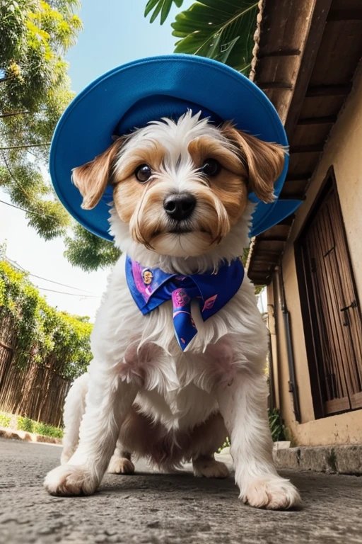 breed dog, yorkshíre Terrier, Maltese, fofos posando para uma foto usando roupas fofas, luxurious hat, ties, bandanas, vestido, Cores fofas, children's clothing colors for dogs. low angle view, eye level shot (virilha),Just huge morbid thighs, gordinhas, extremamente grossas;,work-rhyme, melhor qualidade, (vista frontal), (vista da minhoca'olhos), perspectiva do olho do minhoca, low angle