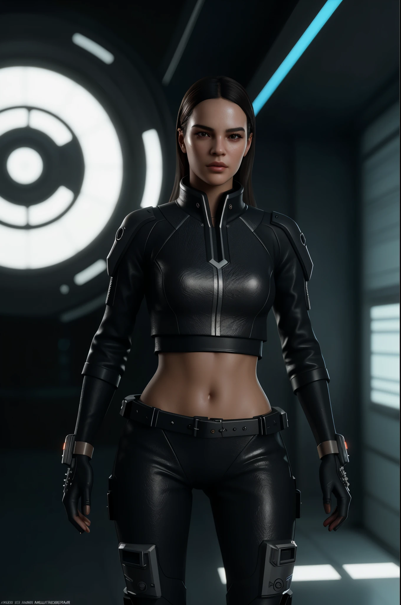 ((best quality)), ((masterpiece)), (detailed: 1.4), ....3d, (Bruna Marquezine) as an image of a beautiful cyberpunk woman, (((full body))), HDR (high dynamic range), ray tracing, NVIDIA RTX, Super-Resolution, Unreal 5, Subsurface scattering, PBR texture, Post-processing, anisotropic filtering, depth of field, Maximum clarity and sharpness, multilayer textures, Albedo and specular maps, surface shading, Accurate simulation of light-material interaction, perfect proportions, octan render, Two-tone lighting, Wide aperture, low ISO, White balance, 8K RAW, ::style futuristic cyberpunk, Realistic style, ::n_style digital painting, parts deformed, deformed face, ((ugly face)), ((deformed hands))
