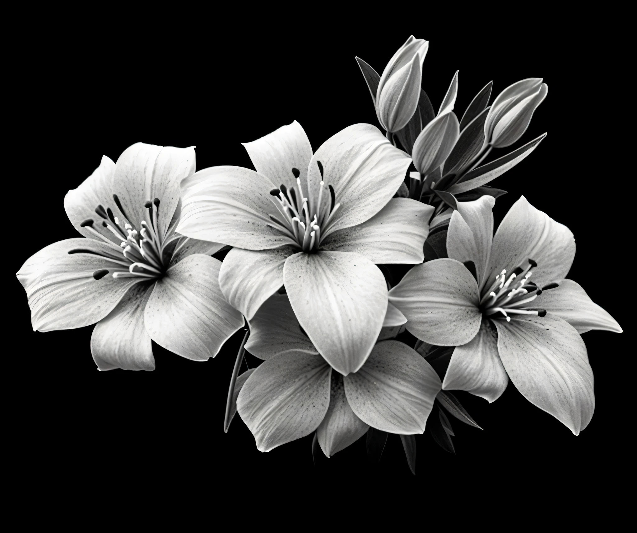 4 blooming flowers and 3 non-blooming flowers., Beautiful flowers