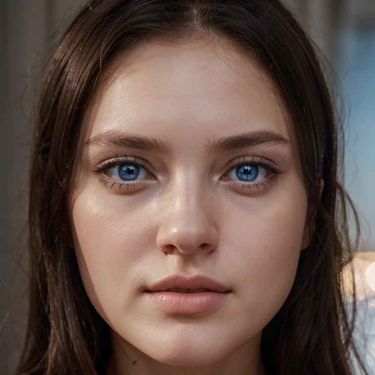 one girl, 25 years old, plump lips, blue eyes, looking at viewer, 8k, detailed, hyper-realism, detailed face, symmetrical head, small chin, white skin