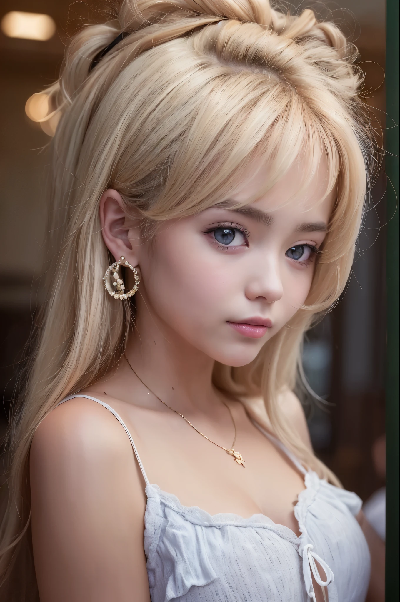 1 girl, whole body:1.2, perfect anatomy, very detailed顔と目,, (blue eyes), gray hair:1.7,smile:0.3, 20-year-old, muscular:1.5, (earrings,good:1.5, white mini skirt), blurred background, ( 8K students, photorealism:1.5, masterpiece, heightens,  at night, midnight, dark, rtx, realistic照明, photo taken in ancient japan, very detailed流れる髪, realistic hair, realistic shadow, disorganized, very detailed, 4K, (green eyes), (beautiful girl: 1.4), (masterpiece),ultra detail, (highest quality), (ultra high resolution), (masterpiece), realistic:1.3, smile,  balanced pupil, symmetical pupil and iris,Chromatic_aberration:0.8, dynamic_color_range, lens_Twist:0.7, Holding lanterns,delicate hands,  Japanese