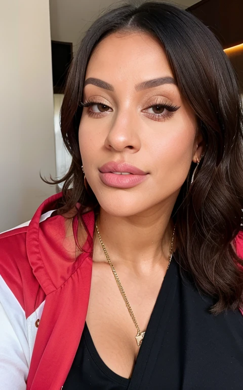 Jolie femme brune, Dressed, Well-trained, who strongly resembles Cardi b, qui regarde en face