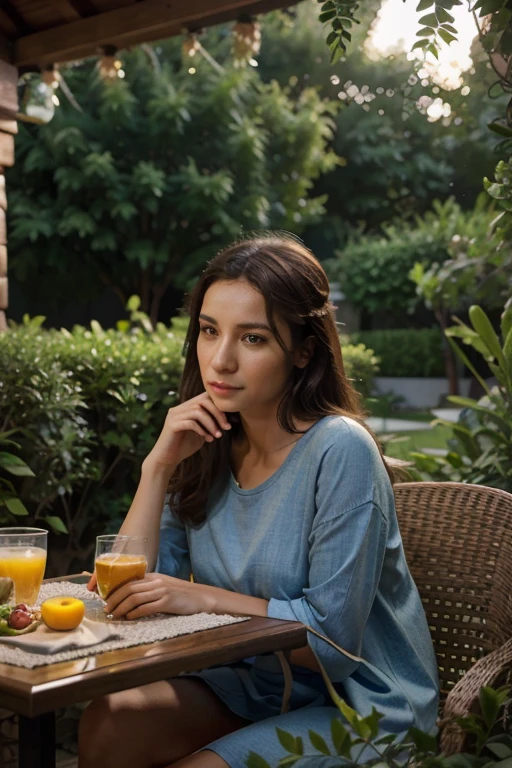 "Generate a high-quality image using advanced artificial intelligence, with advanced levels of detail and cinematic style. A cena deve retratar pessoas em um jardim, desfrutando de uma atmosfera relaxante enquanto apreciam uma deliciosa bebida. Certifique-se de que os detalhes, facial expressions and garden elements are represented with the maximum fidelity and realism possible."