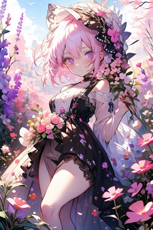 [Detailed illustrations,Art based on extremely ideal anatomy,Very detailed and detailed drawing,Delicate lines with slow and rapid,Realistic texture expression],((Color tressed main line)),(Artwork of exceptional craftsmanship),(park background),[HENTAI anime Girl Japanese Pretty 14歳 Skinny] Light pink hair ((magical little girl)),Low-rise shorts (Short cape (off shoulders:0.5)) ((Lace Ruffled Ribbon)) (Laced boots:0.4),((Silk Fabric:0.4)),Transparency (Soft ambient light:0.6) (​masterpiece、top-quality、top-quality、watercolor paiting(Curly)、Official Art、Beautifully Aesthetic:1.2)、(1girl in:1.3)、(Fractal art:1.3)、The upper part of the body、look up to、patterns、(rainbow-colored hair、colourful hair、Half blue and half pink hair:1.2)、Eau、liquids、云、colourfull、kosmos((Fine and beautiful skin expression (Transparency))),((Clear gaze)),((Perfect eye details (Eyes beautifully drawn down to the smallest detail))),(Beautiful perfect face (Realistic face details)),((More about beautiful hair)),((Perfectly proportioned)),(Design built to the highest level,((Advanced structural understanding of materials)),Ideal color coordination),((artistic décor)) ((High-density detail)),((detaileds,high-detail)),[(Ultra-precision detail),((multi-layer texture)),HighQuality,hight resolution],((Accurate simulation of light-material interactions,Understanding Airflow,Mechanically correct representation)),((Visual art that conveys a sense of narrative)).