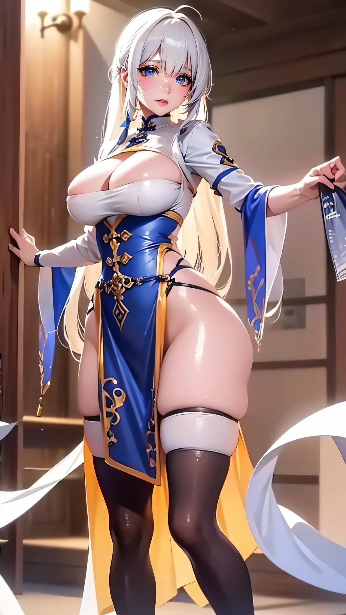 (combat readiness:1.2),(super dense skin),winding,small,beautiful breasts,big breasts,white skin,pointed chest,erect nipples,(fantasy art,best image quality,surreal肖像画,(8K),surreal,最high quality, high quality, High resolution, high quality texture,high detail,beautiful details,Detailed,Very detailed CG,Detailedテクスチャー,realistic expression of face,masterpiece,sense of presence,dynamic,bold),(thin hair),(soft hair),(straight hair:1.5),long flowing bangs,extra light coppery amber hair,hair above one eye,Armored see-through dress with asymmetrical embroidery,tight mini skirt,stockings,Engineer boot