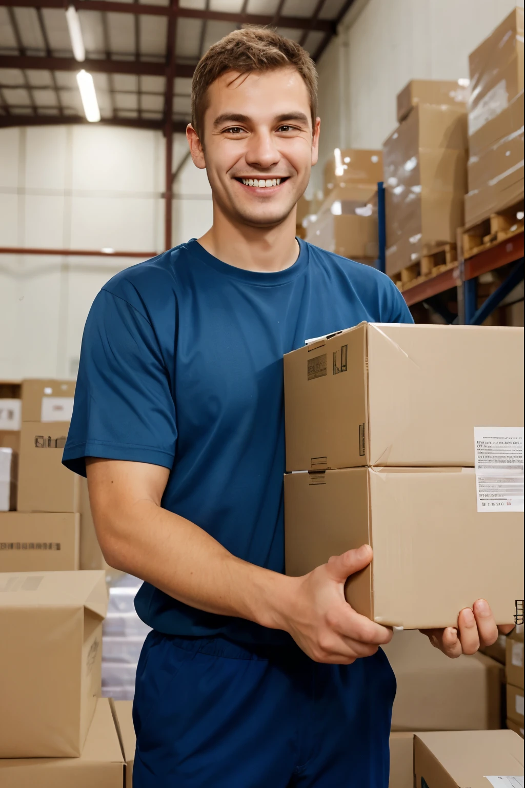 smiling warehouseman working