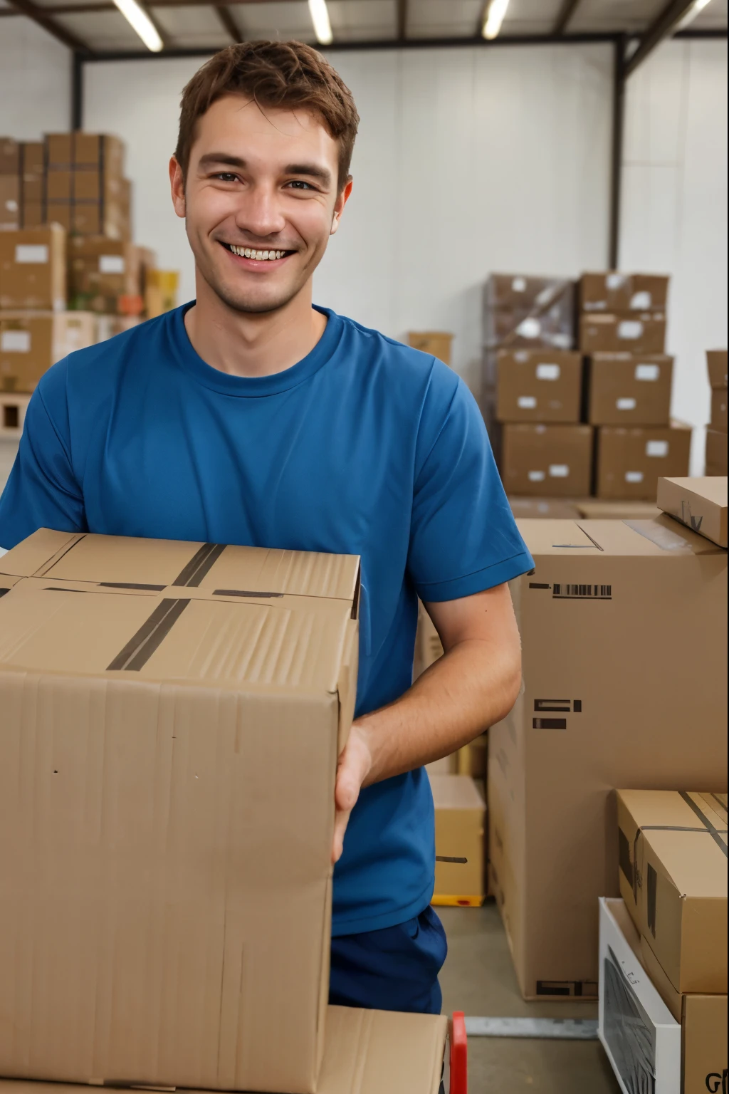 smiling warehouseman working