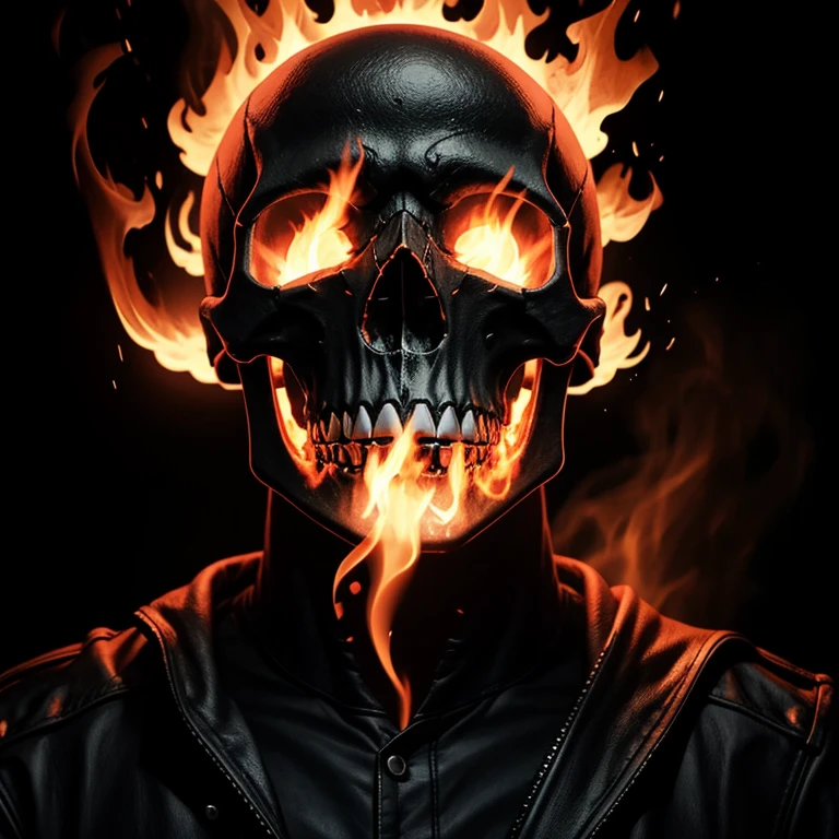 Skull on fire with open mouth ( black color background)