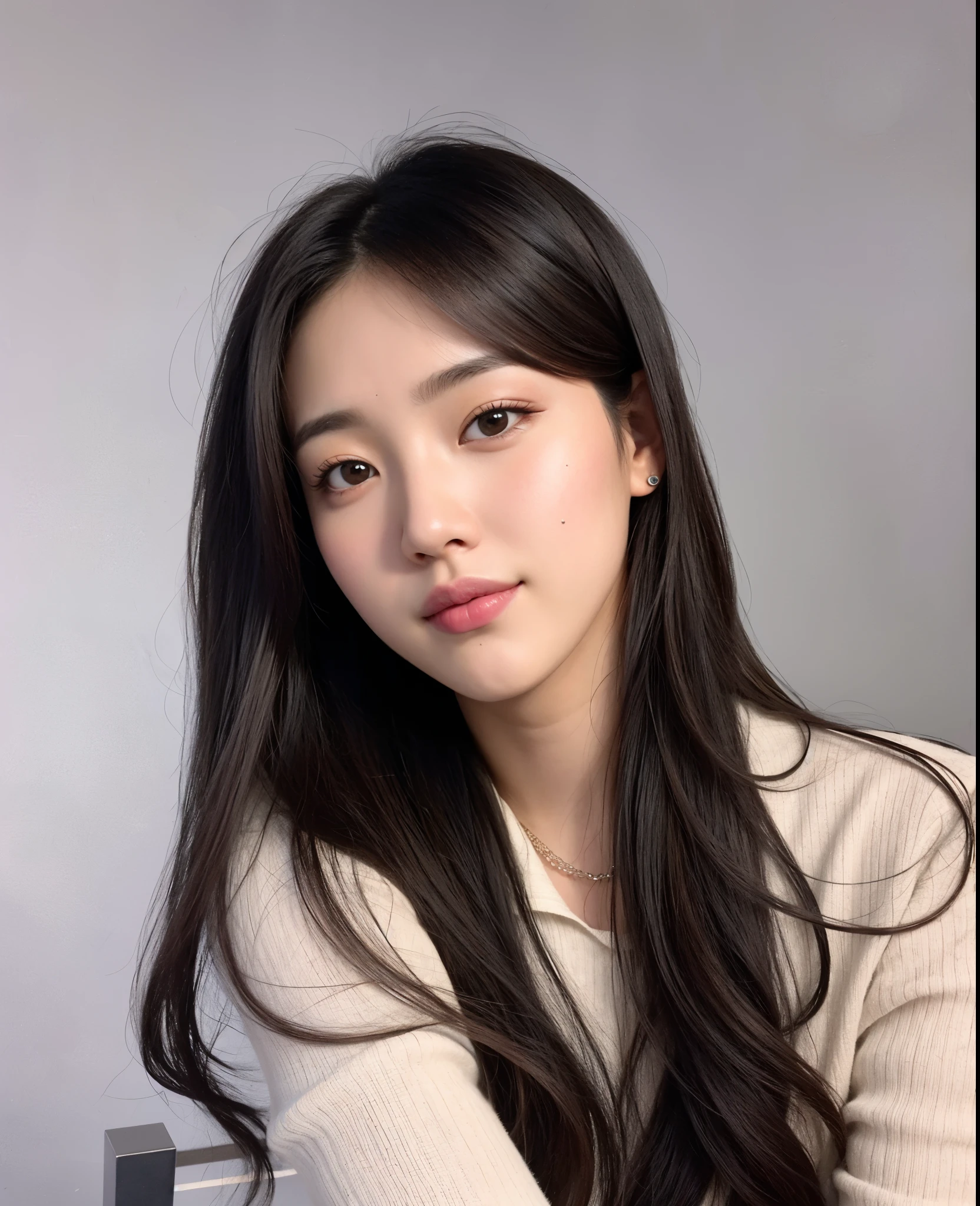 Un primer plano de una mujer con cabello largo sentada en una silla, Jisoo de Blackpink, lee ji - eun, lee ji-eun, jisoo de blackpink, jaeyeon nam, kim doyoung, retrato de jisoo rosa negro, heonhwa choe, foto de perfil en la cabeza, aparcar desde-min, Jinyoung Shin, Hwang se - es, actriz femenina de corea, gongbi