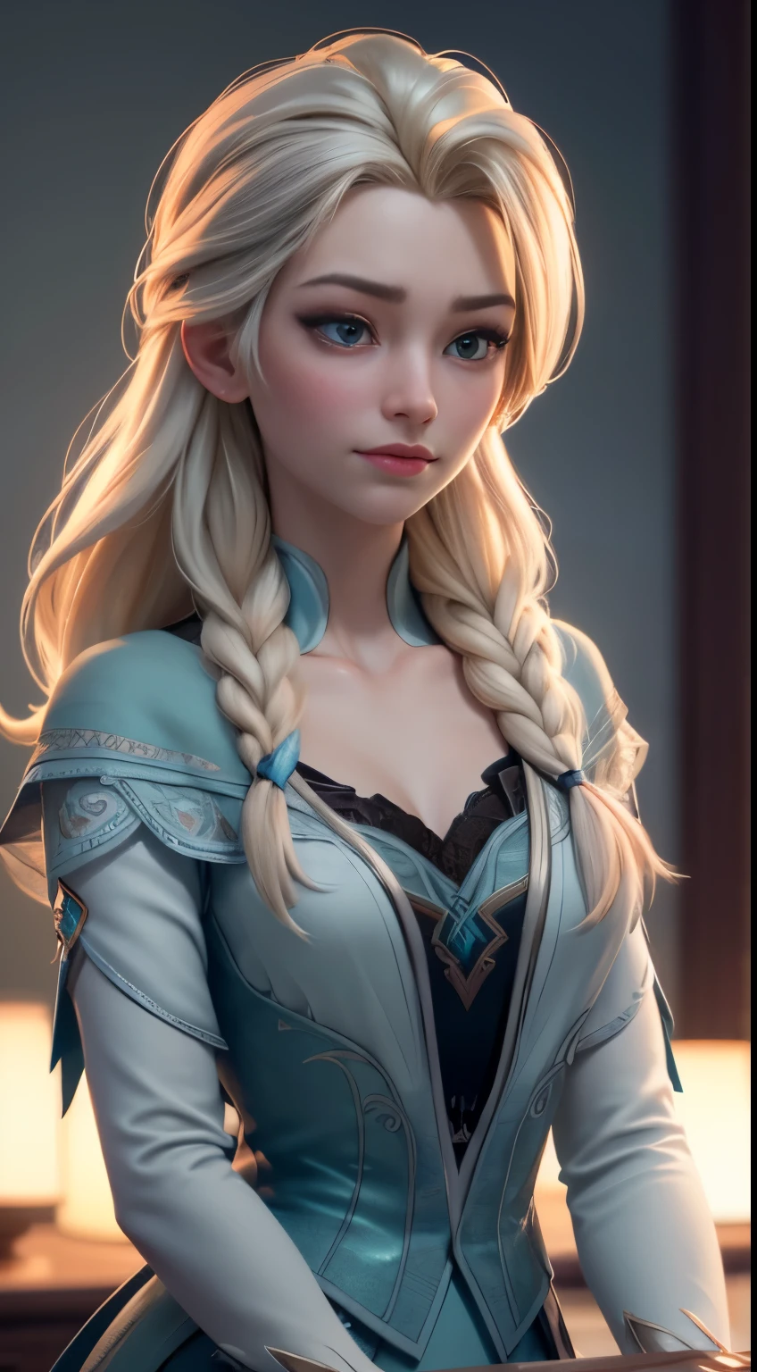 Highly detailed CG unity 8k wallpaper, style shot, complex, high detail, dramatic, highest quality movie still image, very detailed, masterpiece, best quality, character design, Elsa, Elsa from Frozen, (( Dark style)), realistic ultra-detailed rendering style, natural light, sharp character design, (hard focus, 8k), (((natural skin texture))), 8k textures, soft cinematic lighting, adobe lightroom, dark room, hdr, Sophisticated, Elegant, Rich Detail, Sharp Focuilm Look) )), Soothing Tones, Detail Frenzy, Intricate Detail, Super Detail, Low Contrast, Soft Film Lighting, Dull Colors, Exposure Blending, HDR, Fade, 35mm, f/1.4, ISO64, f16, 25 sec.