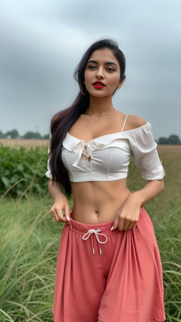 ((RAW, analog style)), face, extremely detailed full body color photo of a 25 y.o girl, beautiful face, beautiful eyes, ((small nose)), big natural lips, ((fabric frock yellow)), small breasts, hourglass shape body, outdoor street delhi ((film grain, skin details, high detailed skin texture, 8k hdr, dslr)), indian female model madhuri dixit, dark red lips, dark red lips, black color shorts, healthy body