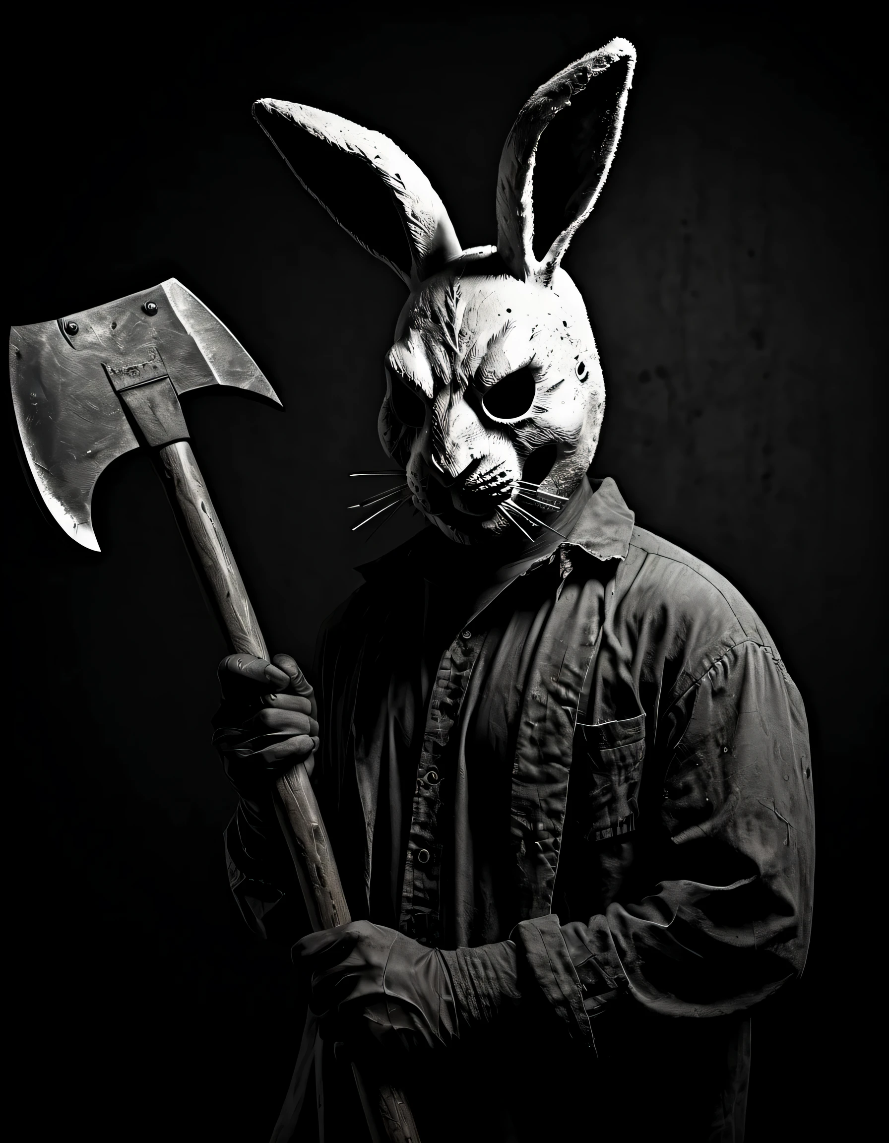 Arafed rabbit with an axe in his hand - SeaArt AI