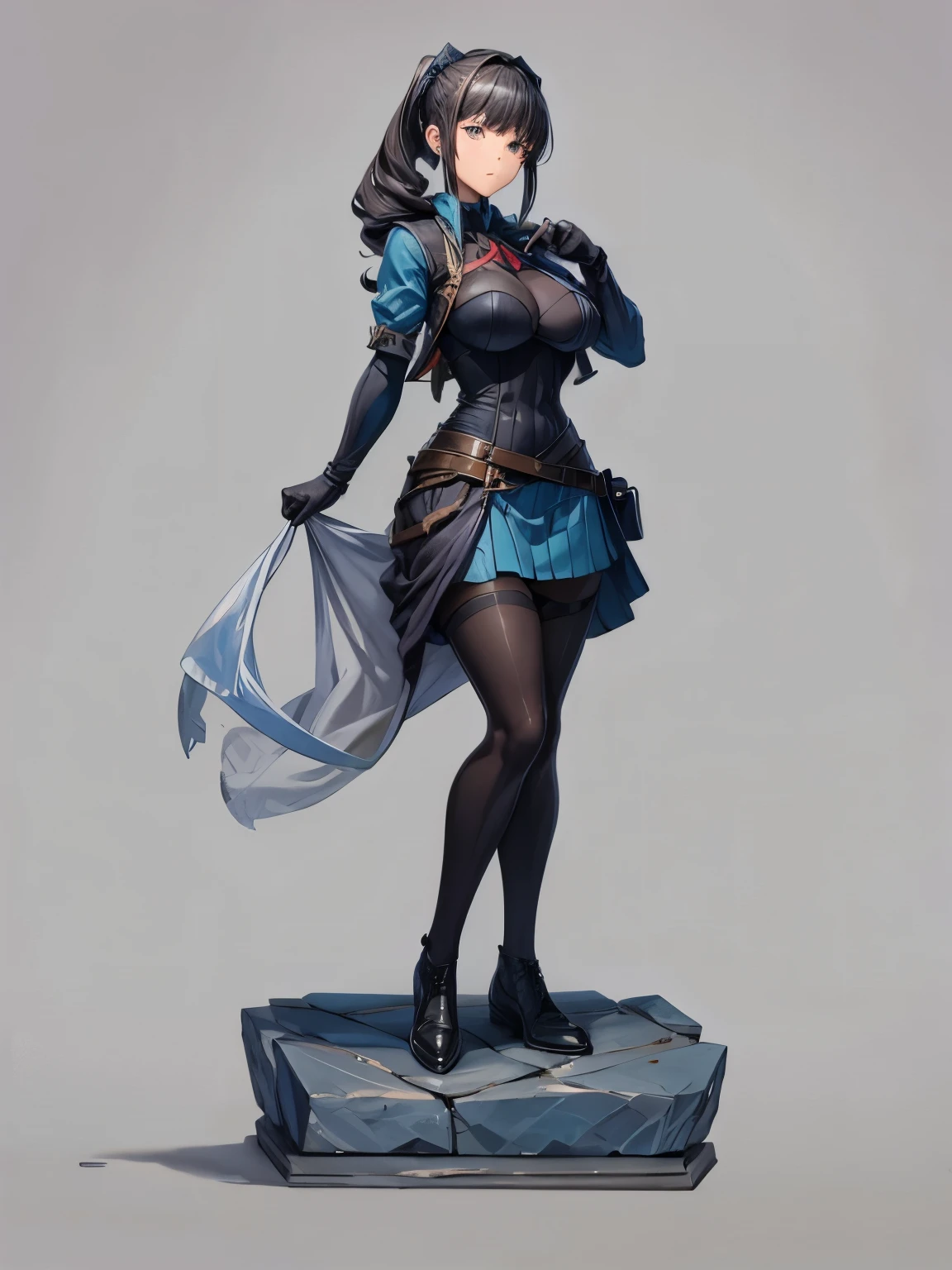 a waifu standing and turned into stone