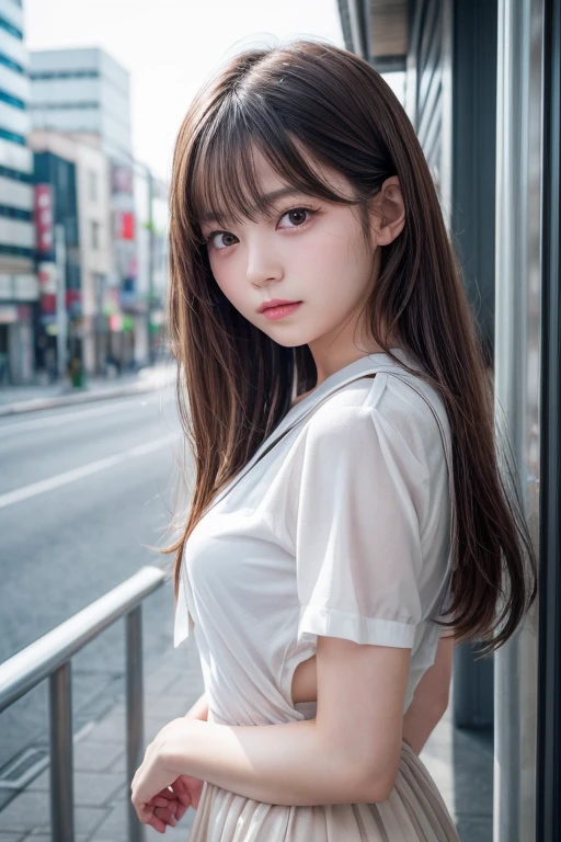 best image quality、8K、masterpiece:1.3))、Realistic high quality photos、highest quality、Cute Girl~well-groomed face、13 years old beautiful Japan girl、Photo of slim little girl model、beautiful girl model、若いjapanese girl、young and cute face、japanese girl、13-year-old female model、beautiful model girl、The innocent look of the girl next door、nice delicate face、brown hair、beautiful brown eyes、tear bag、drooling eyes、young body、NSFW,On the edge of the hustle and bustle, City of dull Japan , Where the city skyline can be seen in the background , Her seductive eyes are、Capturing the essence of retro anime. All facial features are、Rendering at an exceptional level of detail, Evokes the clarity and accuracy of classic 80s anime art. In this portrait, She embodies the spirit of Sailor Moon Style, It would be an exquisite tribute to the beloved era of retro anime. Photo taken by Elliott Lee with Nikon Z6 and Prime 85mm lens. Award-Winning Photography style, Fine art, 8K, ultra hd, super resolution. --v5 --q2、See-through