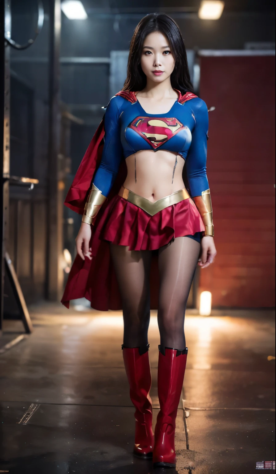 no background、(((Wear black tights on your beautiful legs.torn、Tattered、being destroyed)))、(((stretch your legs、tall、Legally express the beauty of your smile)))、((((Get the most out of your original images)))、(((supergirl costume、torn、Tattered、being destroyed)))、(((beautiful hair)))、(((I'm in pain)))、(((Legs must be worn with black tights)))、(((must wear red boots、being destroyed)))、((Highest image quality、8K))、((highest quality、8K、masterpiece:1.3))、(((keep background )))、clear focus:1.2、beautiful woman with perfect figure:1.4、Full of scars、bloody、full of blood、slender abs:1.2、wet body:1.5、Highly detailed face and skin texture、8K