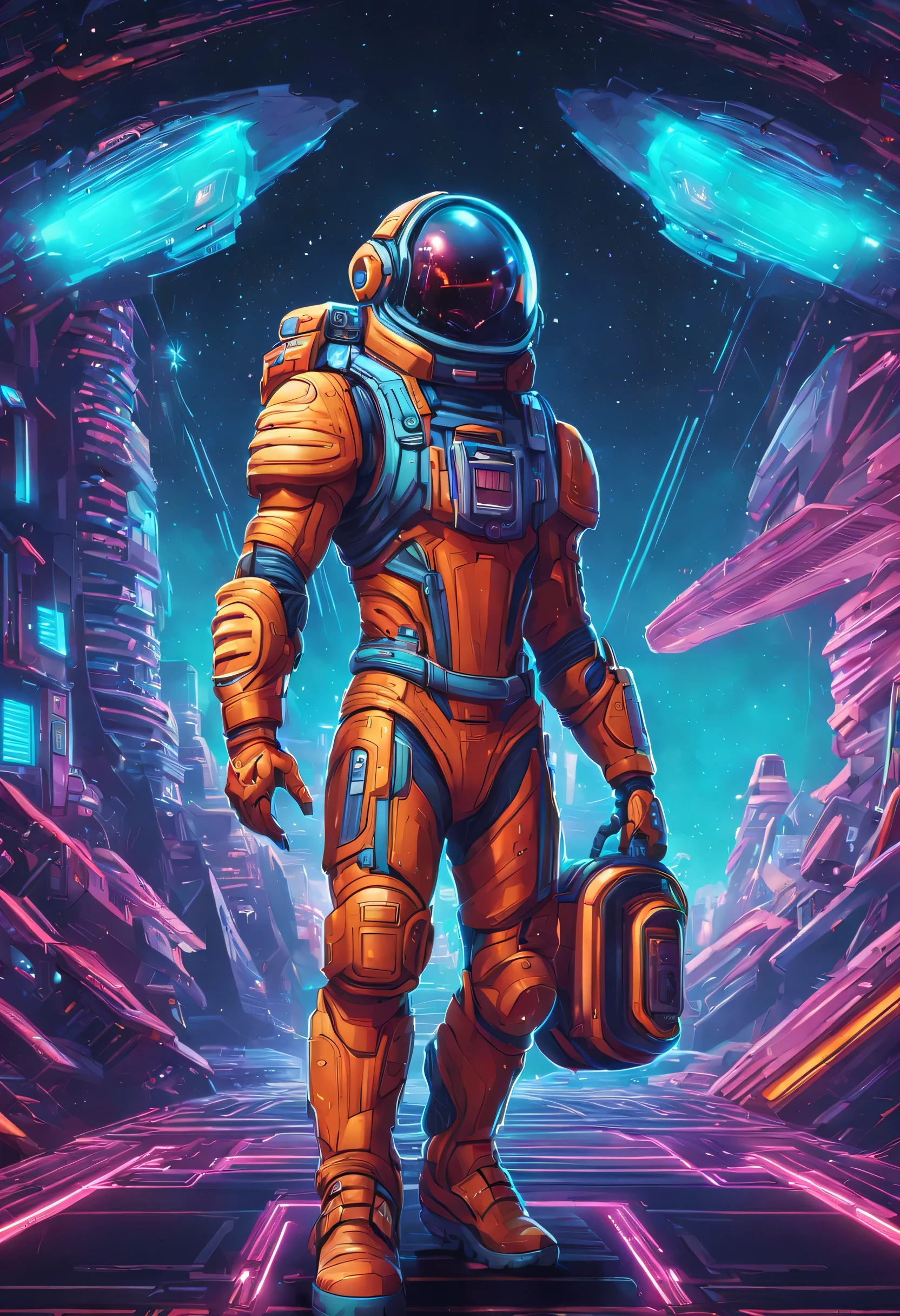 space futurista style neon futurista style Digital illustration of dan mumford, Sphinx Superhero Catman, Cerveja, futurista world, Mundo ciberpunk, corpo todo, Dynamic Posture, Bright neon tech outfit, cybernetic enhanced, Cinematic Scifi, ultra detalhado, Intricado, profissional, Fotorrealista hiper-realista, photographic, realismo, Filme 35mm, dslr, Estilo Cyberpunk, ciborgue style, filme ainda, Filme ainda, ciborgue style, ciborgue . futurista, alta tecnologia, luzes de neon, futurista cities, vibrante, altamente detalhado . outer space, cosmic, estrelas, Planetas, futurista spacecraft, altamente detalhado