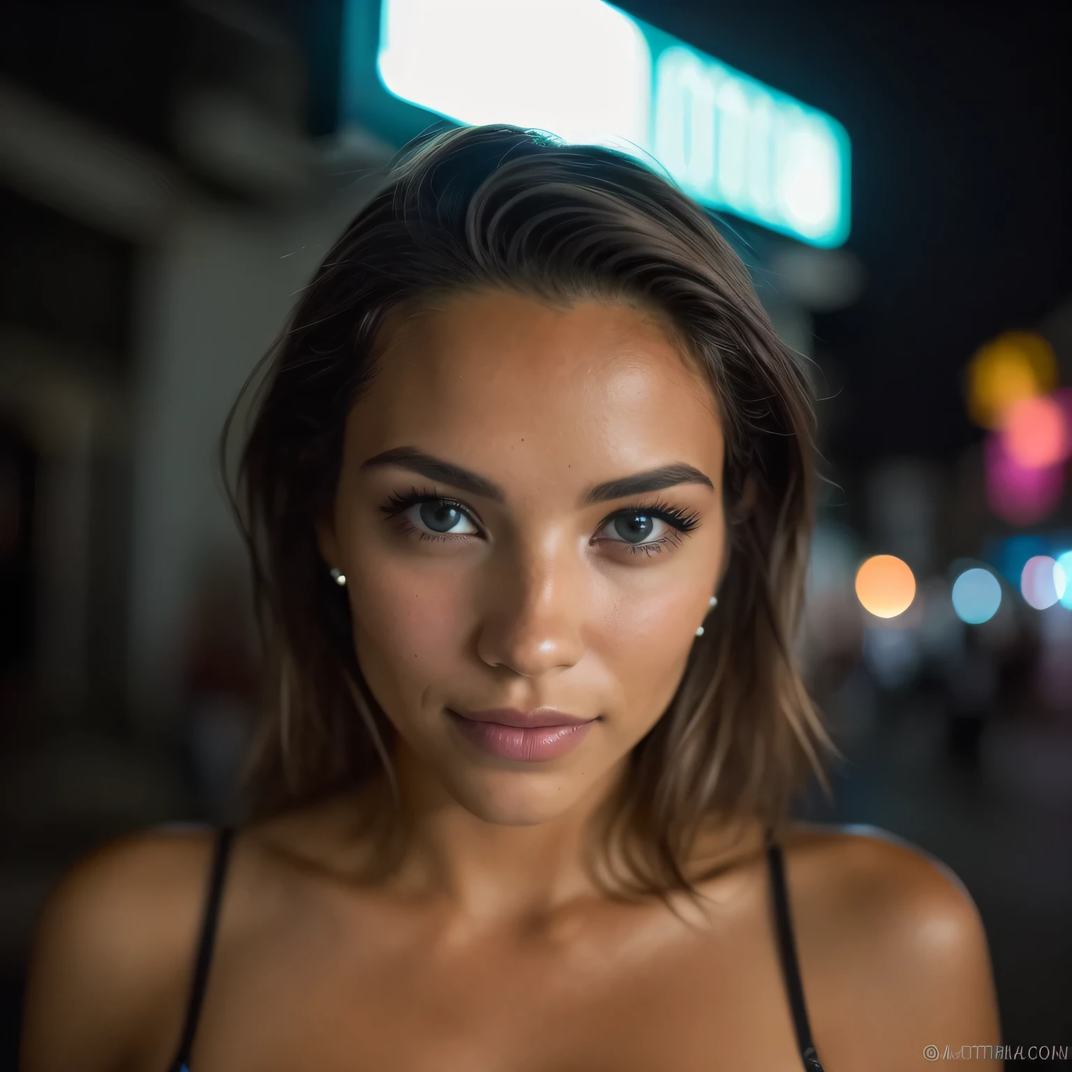 (Tomar selfies, Vista cenital: 1.4), (mitad recta del torso: 1.4), Portrait photo of a 24-year-old African man in RAW UHD format (Mujer de ojos gris) Walk down the dark alley, Ciudad Nocturna, (Recorte), Detalles (Texturas! , cabello! , Resplandeciente, Color!! , Imperfecciones: 1.1), Ojos brillantes altamente detallados (Looking at the camera), DSLR lighting, SLR camera, Ultra calidad, agudeza, Profundidad de campo, Film grain (centro), Fujifilm XT3, Cristalina, Centro del marco, Cara hermosa, sharp focus, farola, Neon lighting, Bokeh (Poca luz), Noche, (cielo nocturno), poros detallados de la piel, piel grasa, bronceado, Detalles oculares complejos, cuerpo completo