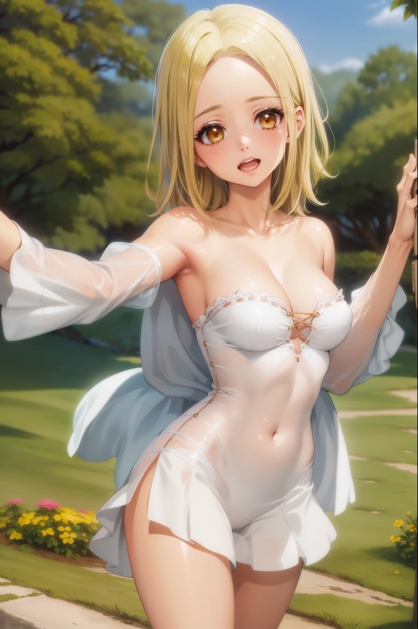 ((La mejor calidad)), ((Obra maestra)), (muy Detallado), alta resolucion, Cara perfecta, sexy, atractiva, ((8k)), tetas grandes, Elaine Nanatsu no taizai