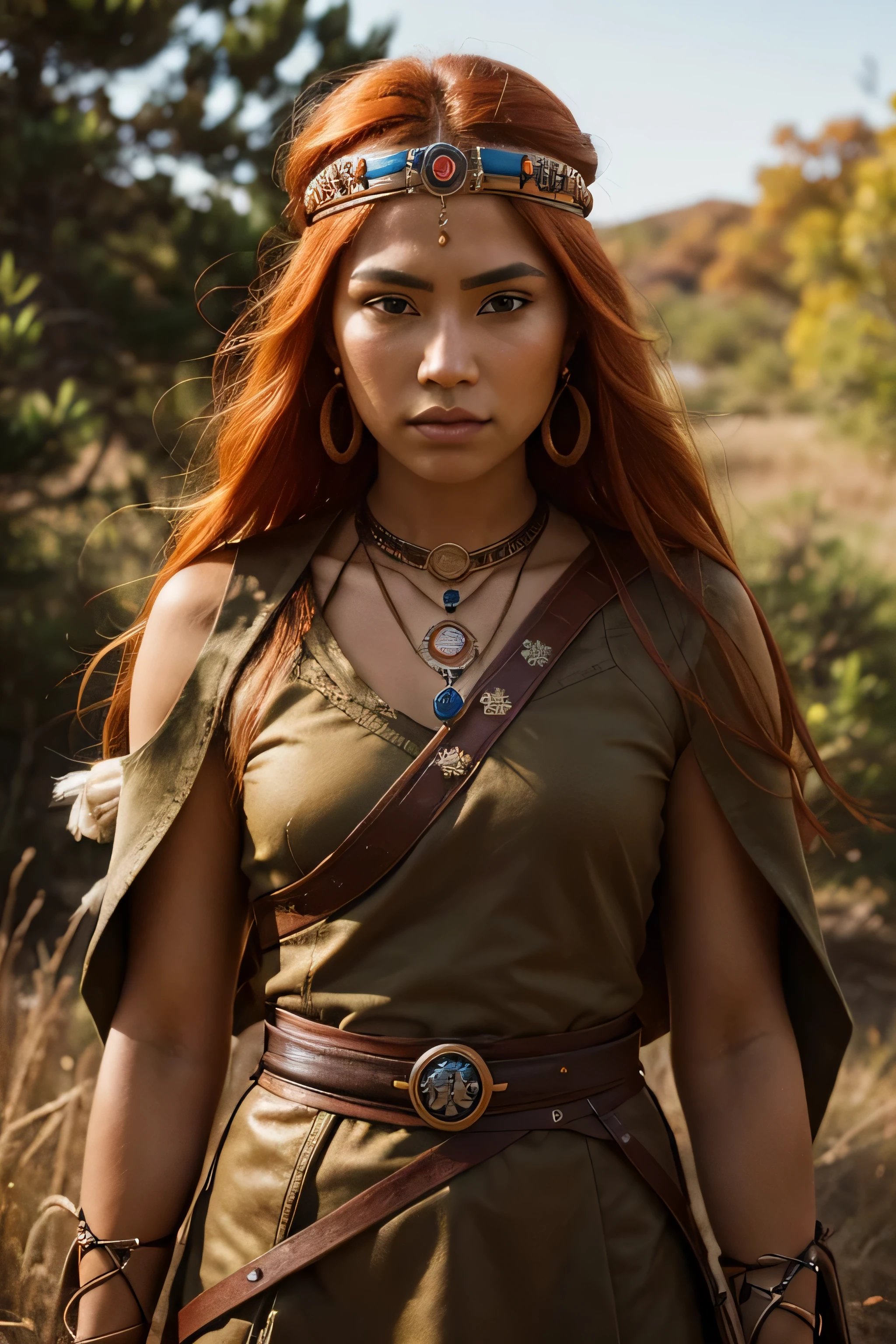 The first series of the visual journey through time with "Warrior Spirits," a collection that pays homage to the resilience and orange-haired beauty of Native American princesses and female warriors.