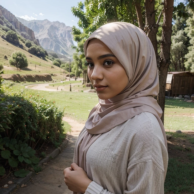 I woul like to get image og a beautiful Muslim girl with hijab in a beautiful valley