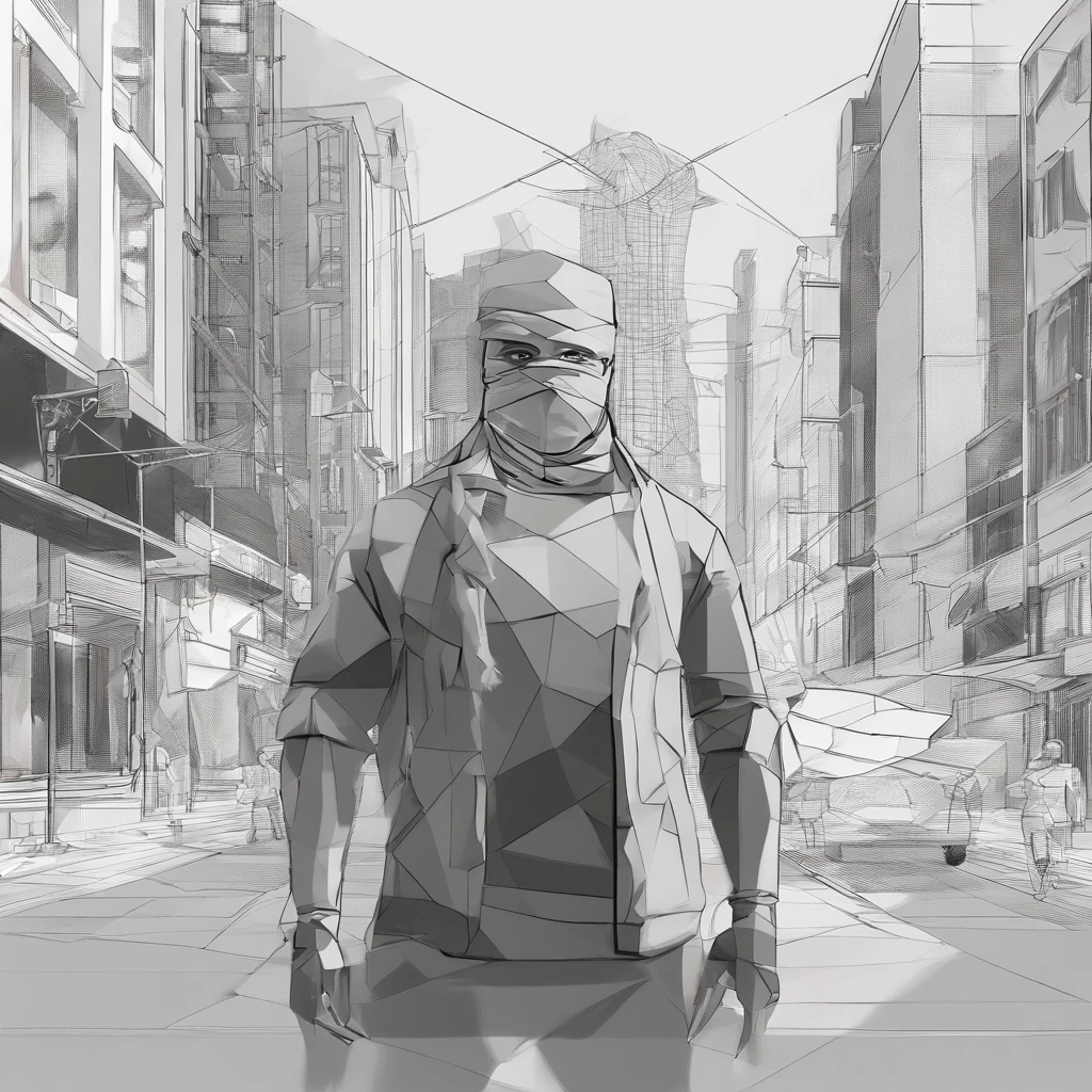 homens com bandana bandida e uma mulher com bandana bandida no rosto,coming out of a smokescreen on a city street,Oeste selvagem,Villain,smoke,dust,obra de arte,3D,4k,detalhado,realista