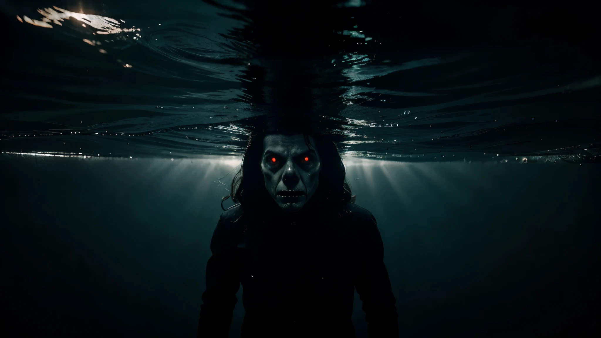 sinister image worthy of a horror film from the bottom of the sea, dark photography