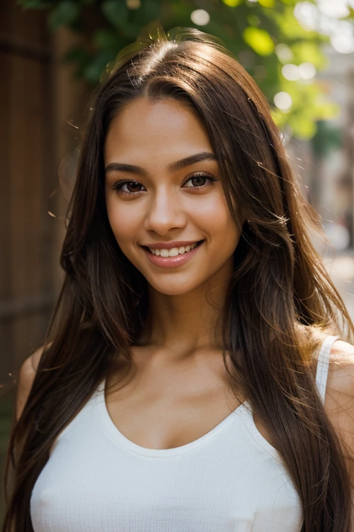 Beautiful light skin fair long hair closer young lady with a nice smile, hyper detailed photography, soft light head and shoulder portrait cover.